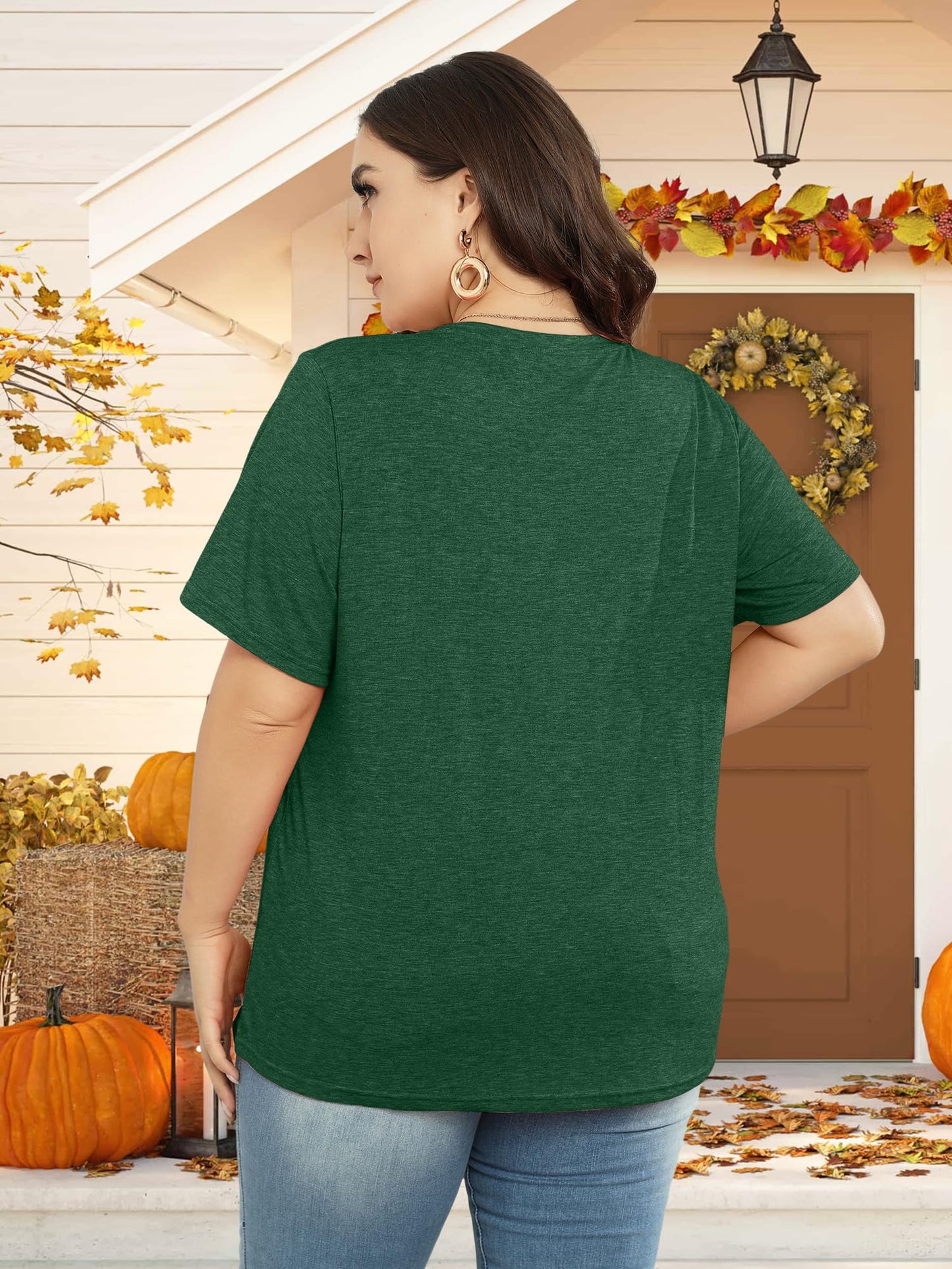 Plus Size T Shirt Women Cute Graphic Tees Short Sleeve Ghost Loose Fit Casual Tops