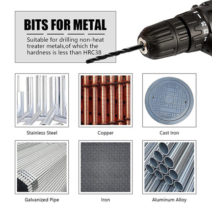 DelitonGude 1/8''inch HSS M35 Cobalt Twist Drill Bits,High Speed Steel,Pack of 10,Suitable for Steels,Cast Iron,Stainless Steels and Other Hard Metals(1/8inch)
