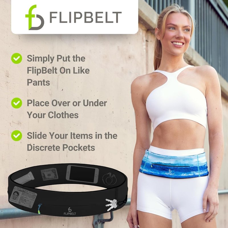 FlipBelt Zipper Running Belt - Comfortable Waist Pack for Fitness & Running | Adjustable Size