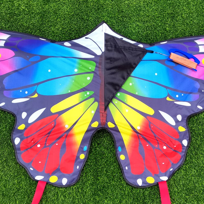 Kaiciuss Butterfly Kite for Kids & Adults Easy to Fly, 55" x 28" Large Single Line for The Beach, Easy Flying for Beginners, Comes with 300 FT String Line Handle