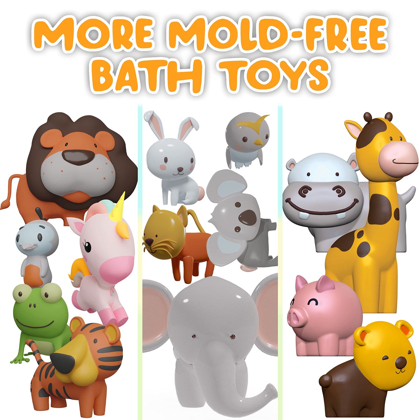 SplashEZ Halloween Mold Free Bath Toys for Babies & Toddlers, Animal No Hole Bath Toys, No Mold Tub, Beach, Pool, BPA-Free, Infant Play Set No Holes 1 3 6 12 18 Months