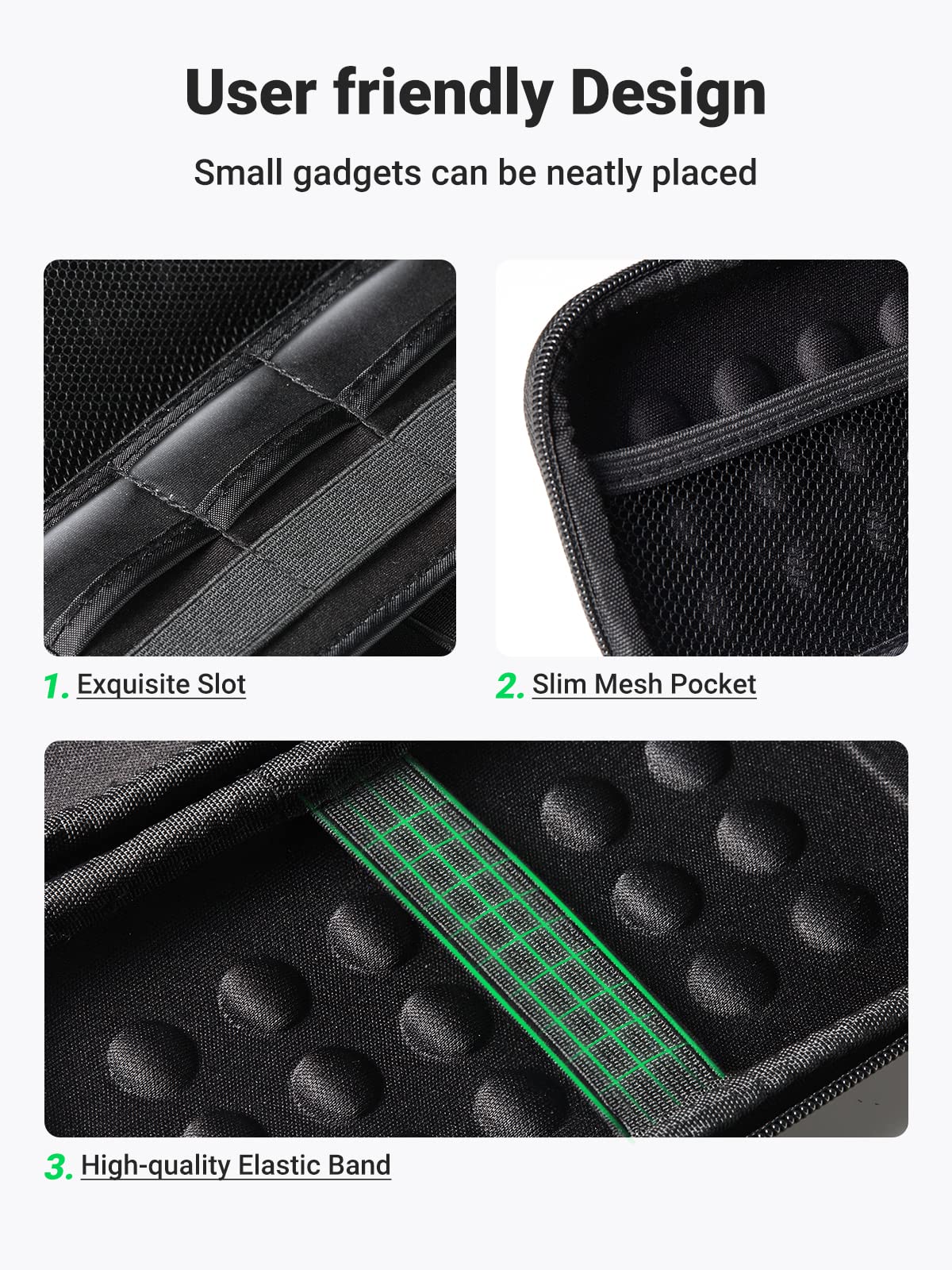 UGREEN Hard Drive Case, Portable External Hard Drive Bag for 2.5 Inch HDD SSD, Waterproof Protective Storage Pouch EVA Compatible with Solid State Drive WD Western Seagate Toshiba Lacie