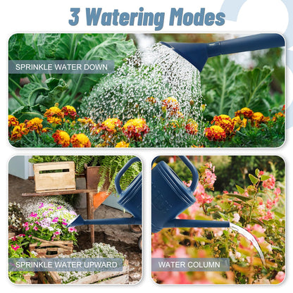 2 Gallon Watering Can, Outdoor Watering Can for Plants, Garden Water Can with Removable Long Spout and Stainless Steel Sprinkler Head, Large Water Can for Greenhouse Flowers Plants (Dark Blue)