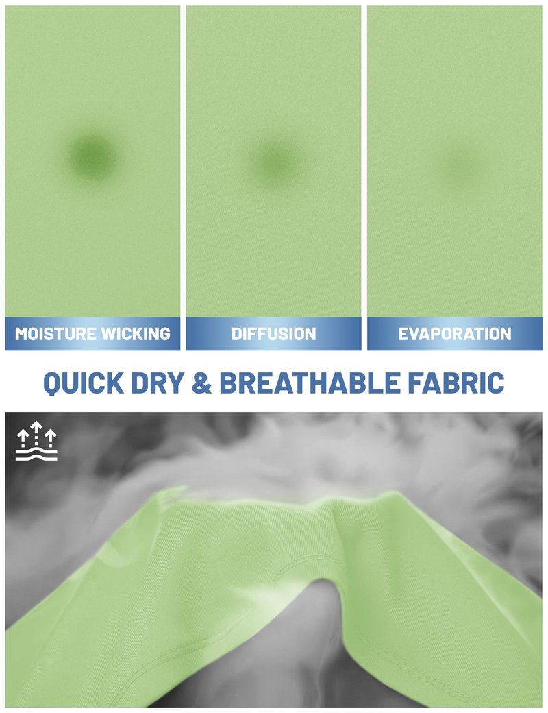 MAGCOMSEN UPF 50 Shirts for Men Short Sleeve Summer T-Shirt UV Protection Running Shirts Quick Dry T Shirts Light Green L