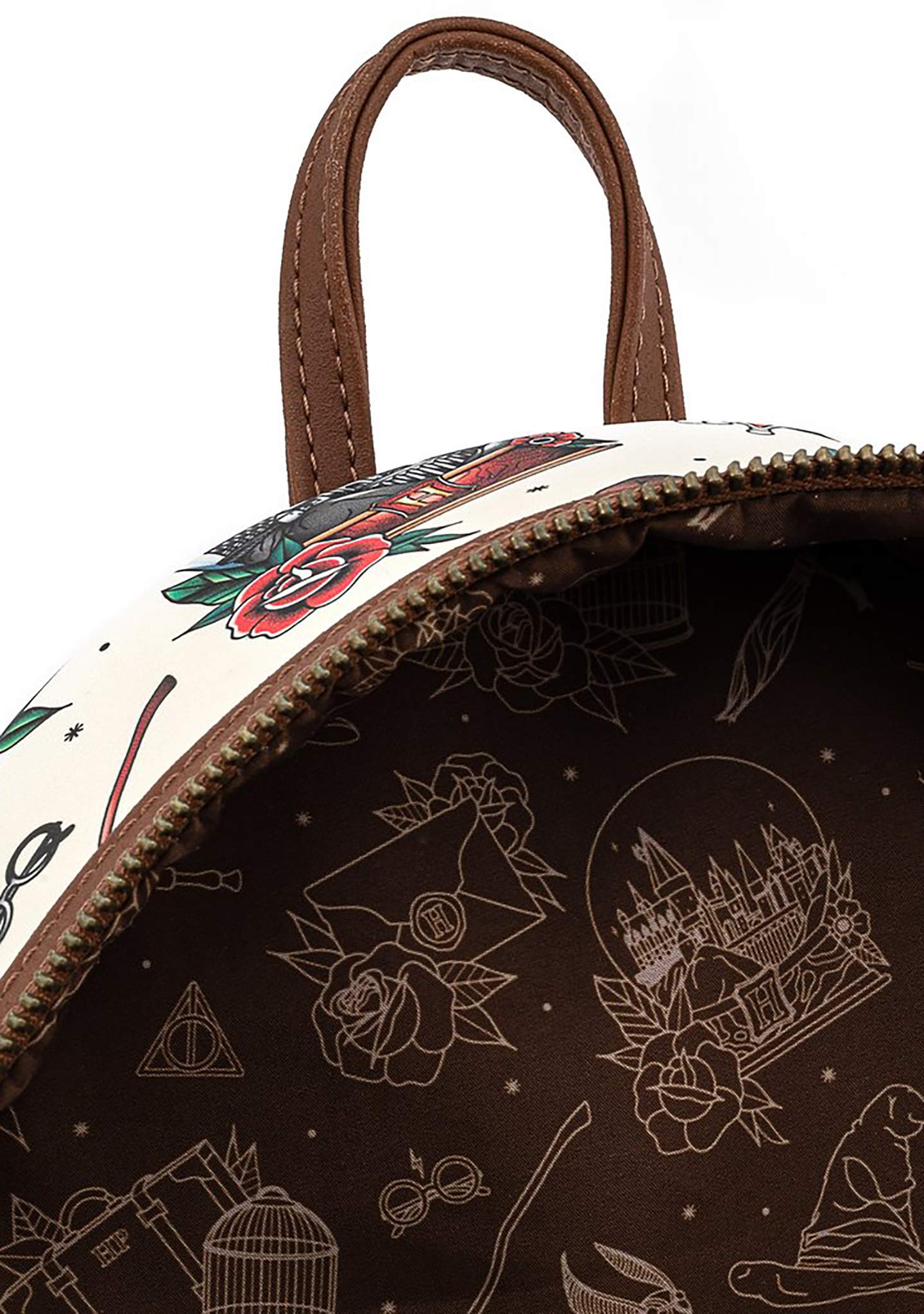 Loungefly Harry Potter Tattoo Art Cream Color Womens Double Strap Shoulder Bag Purse