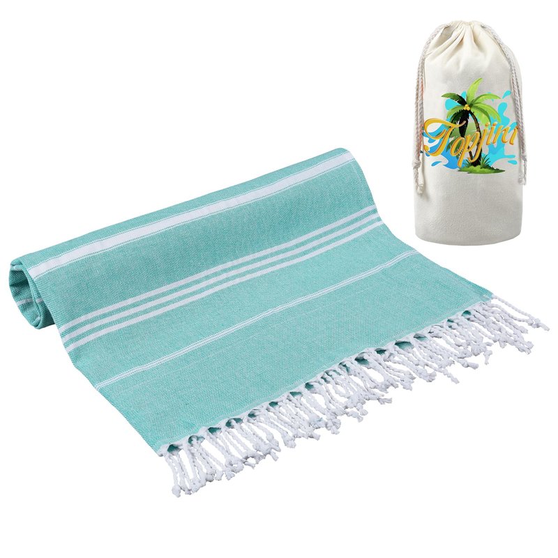Topjini 1 Pack Turkish Beach Towel, Oversized 39"x71"Quick Dry Sand Free Cotton Striped Bulk Towel Vacation Essentials Pool Rravel Cruise Towels,Aqua