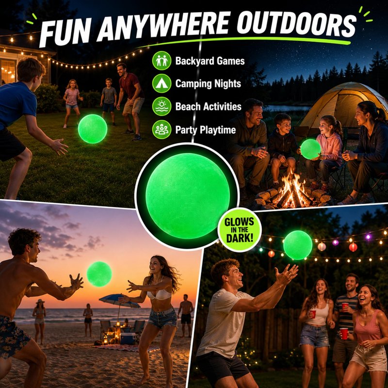 Hiboom 6 Pack Glow in The Dark Kickballs, 10 Inch Light Up Playground Dodgeballs with Pump, No Battery Needed Bouncy Balls for Backyard School and Outdoor Night Activities