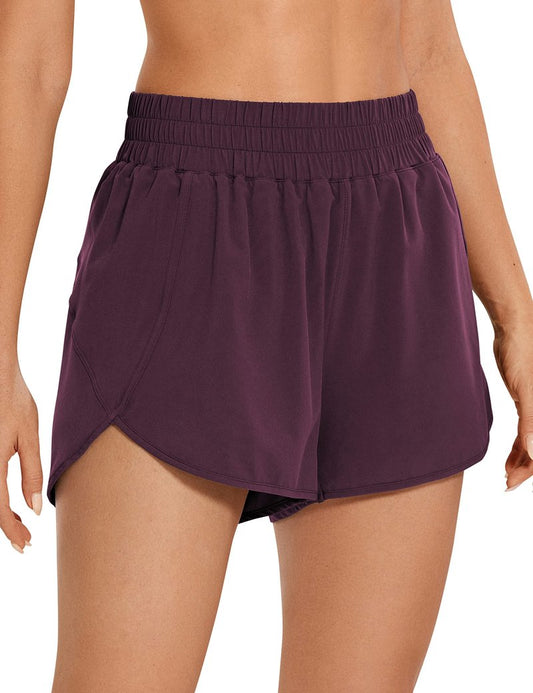 CRZ YOGA Dolphin Athletic Shorts for Women 3" - High Waisted Quick Dry for Running Workout Gym Track with Zip Pocket Arctic Plum X-Large