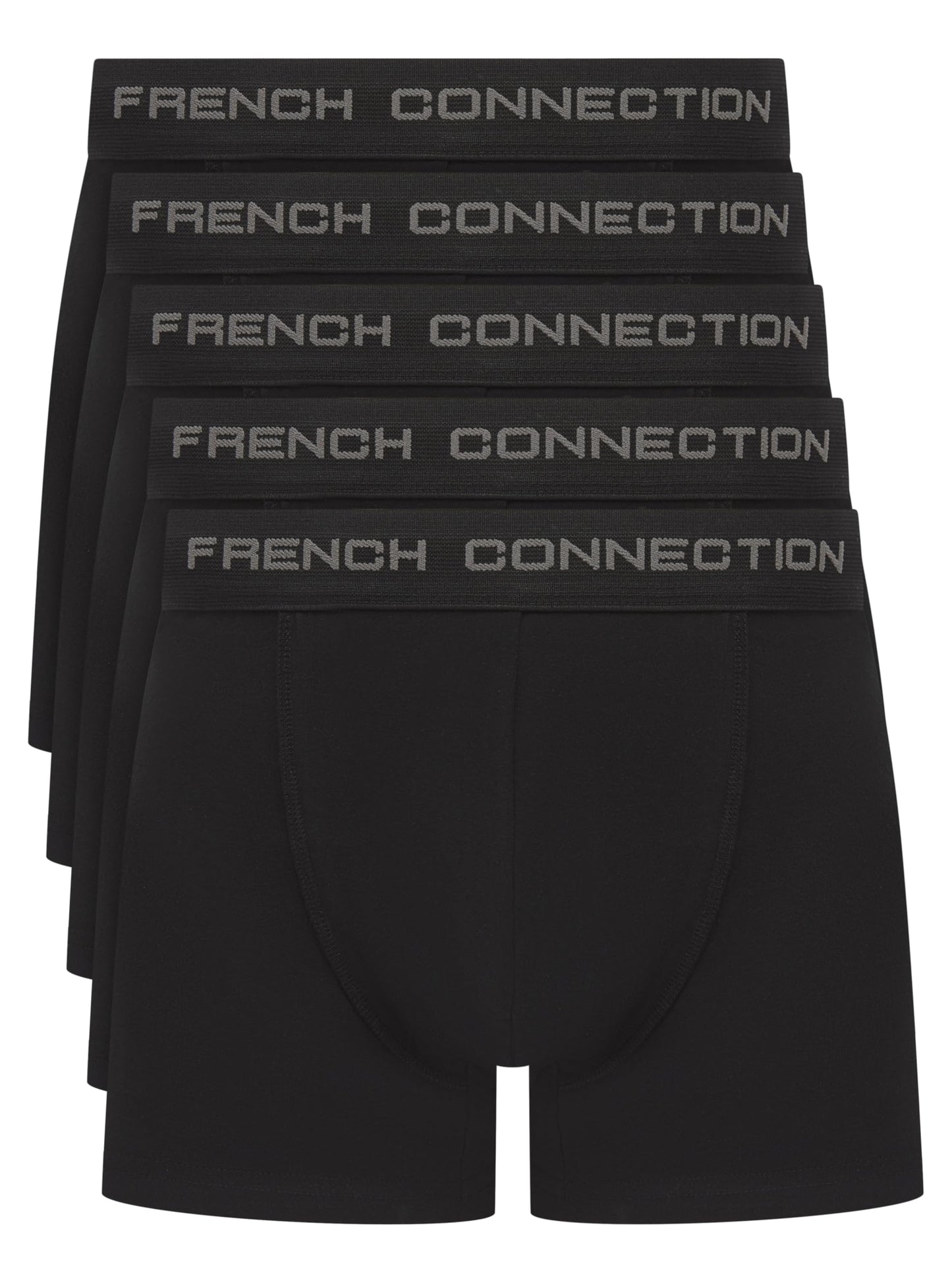 French Connection 'FC1' Mens Multipack Boxer Shorts - Cotton Stretch, 5 Pack, Soft and Breathable Underwear (Medium)