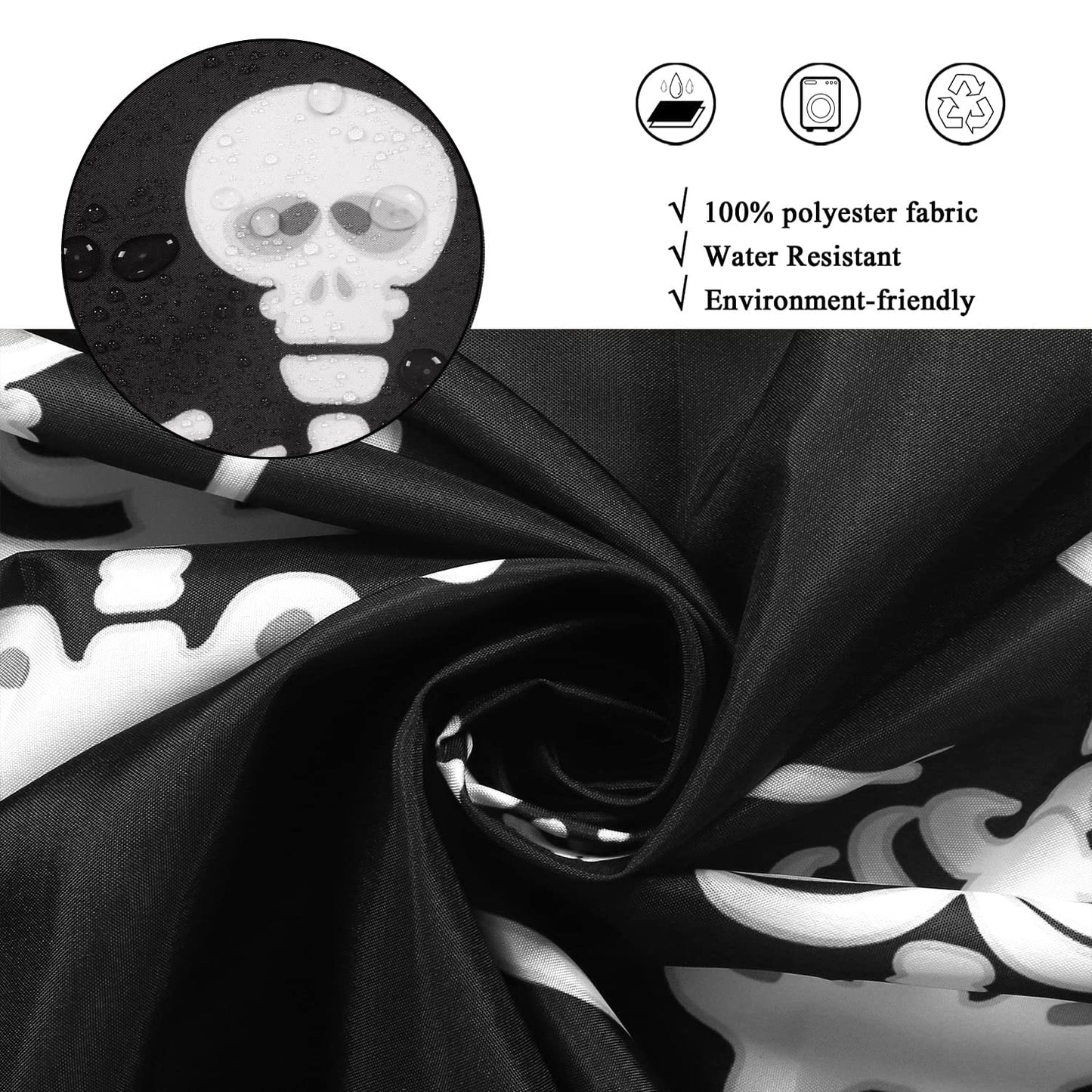 GCIREC Halloween Shower Curtain, Cartoon Funny Skull Skeleton Dancing Bathroom Curtain Halloween Party Retro Bath Curtain Waterproof Fabric Machine Washable with 12 Hooks, 72"X72"