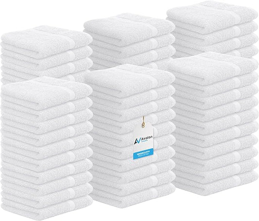 Avalon Towels Cotton Washcloths – Size 12x12 Inches, 100% Ring Spun Cotton