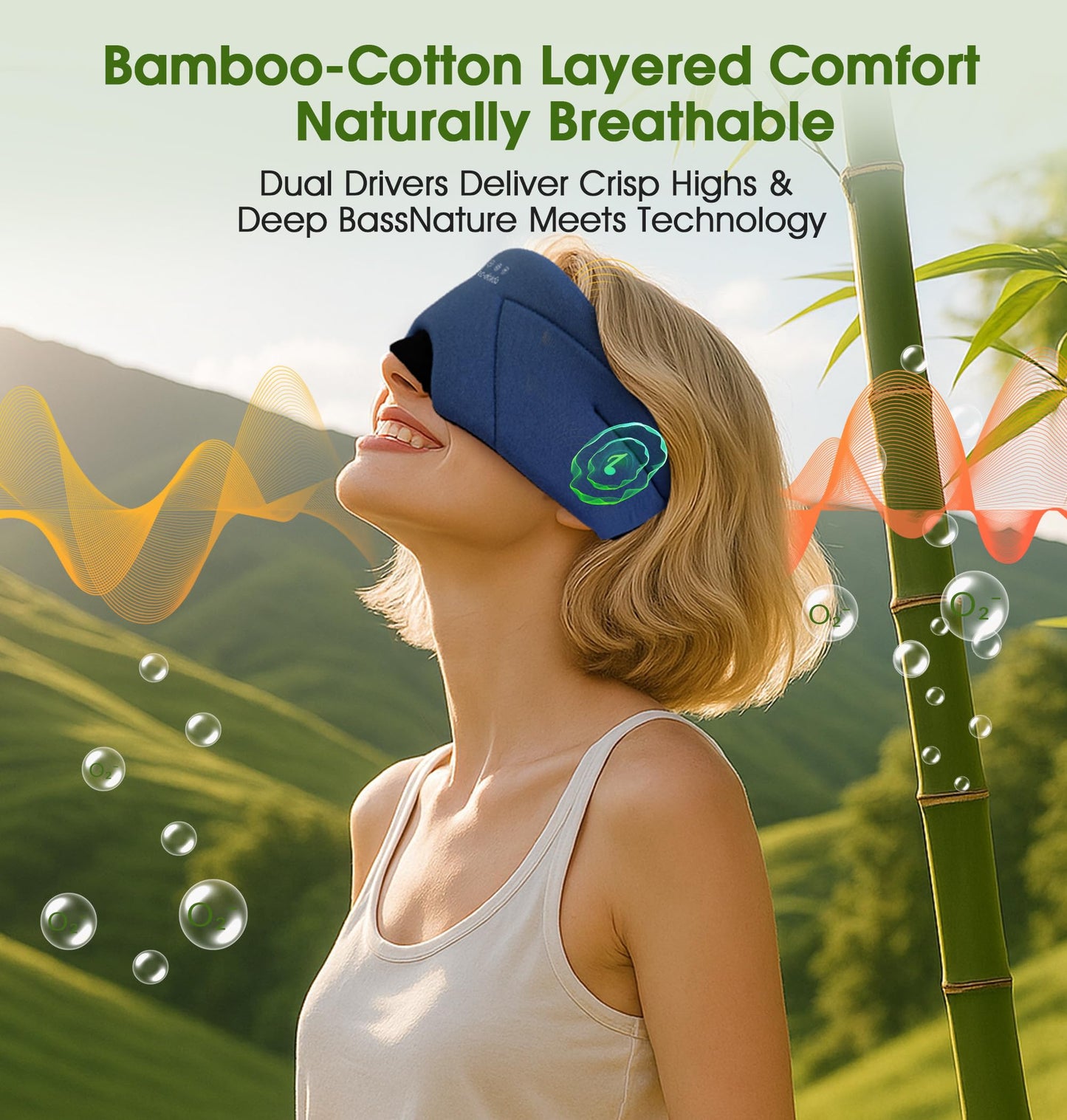 Sleep Mask with Headphones Bluetooth 5.4, LC-dolida Wireless Music Eye Mask for Sleeping Headphones with Soft Bamboo Cotton Cooling Breathable,Ultra-Thin Stereo Speaker for Side Sleepers