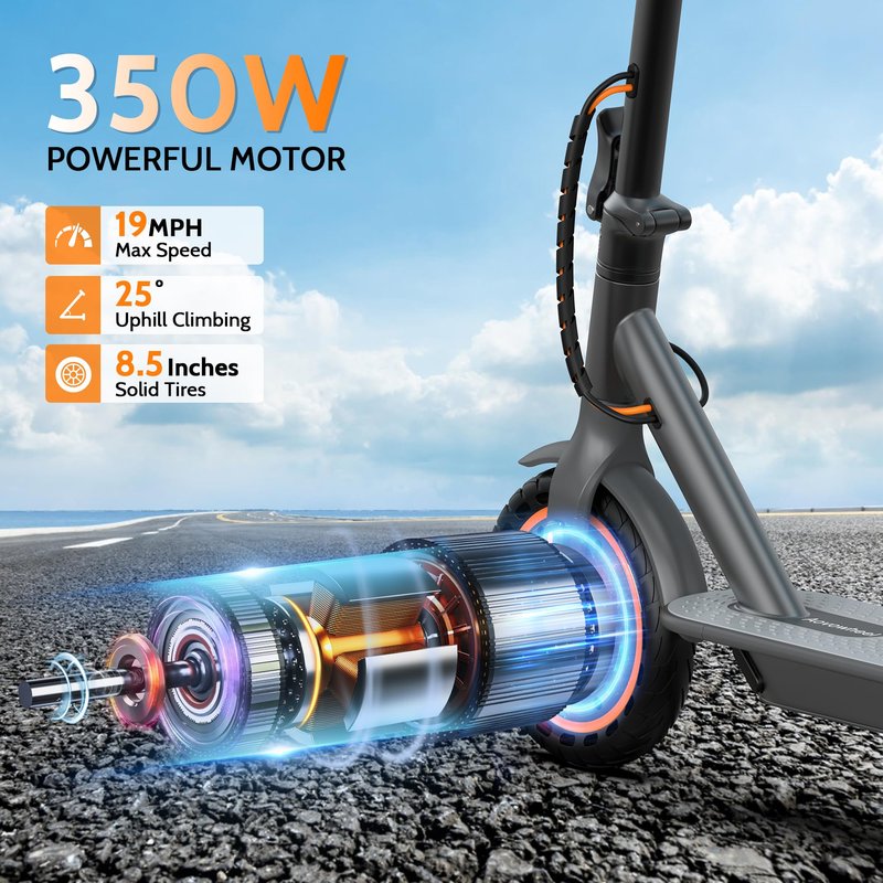 Aovowheel Electric Scooter for Adults, Folding E Scooter with 250W-500W Motor 16-24 Mph Top Speed, Max 15-60Miles Long Range,6.5''/8.5''/10''/14'' Solid Tires Commuting Scooters, Dual Brakes