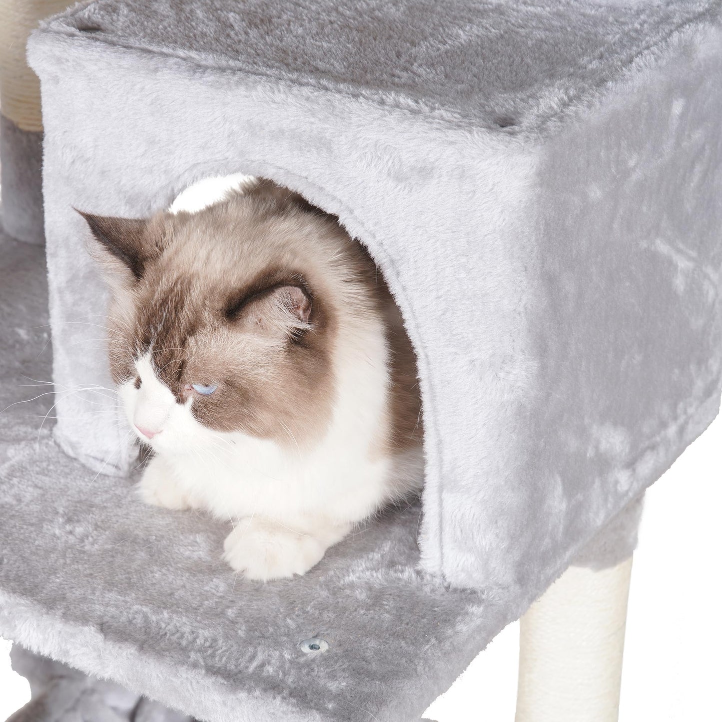 Heybly Cat Tree, 73 inches Tall Cat Tower for Large Cats 20 lbs Heavy Duty for Indoor Cats,Big Cat Furniture Condo for with Padded Plush Perch, Cozy Basket and Scratching Posts Light Gray HCT030W