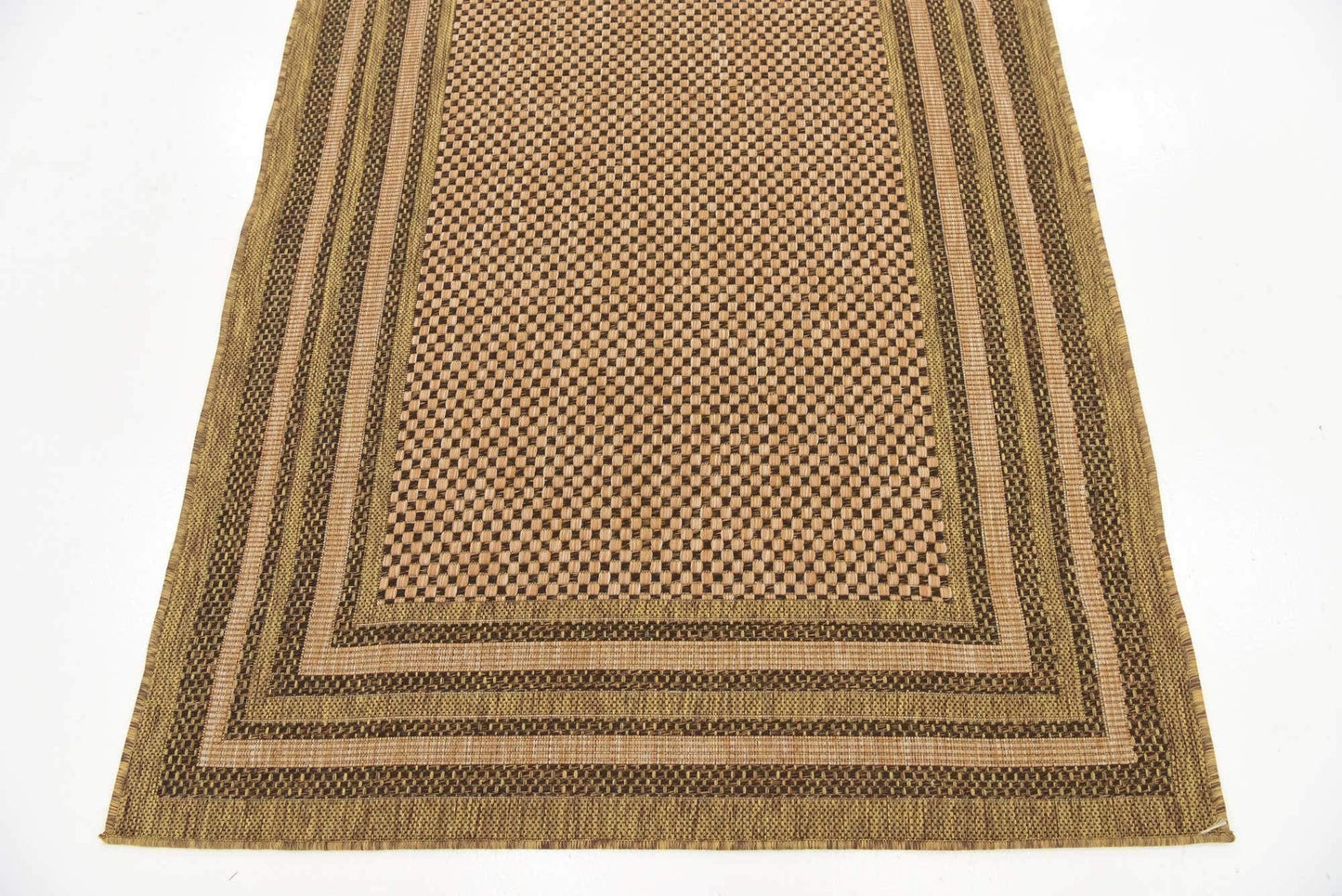 Unique Loom Outdoor Border Collection Area Rug - Multi Border (4' 1" x 6' 1" Rectangle, Light Brown/ Brown)