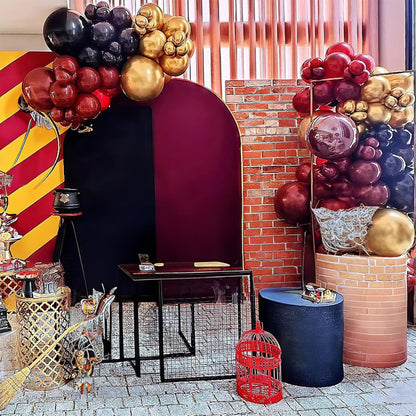 HILAVO Black Burgundy Gold Balloons 12 Inch Burgundy Maroon Red Black Metallic Gold Latex Confetti Balloon for Kids Graduation Birthday Baby Shower Party Decoration