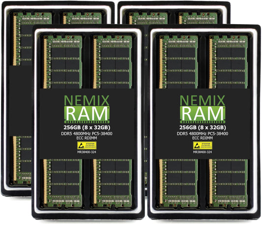 NEMIX RAM 256GB (8X32GB) DDR5 4800MHZ PC5-38400 2Rx8 1.1V CL40 288-PIN ECC RDIMM Registered Server Memory KIT Compatible with Dell Precision 5860 Tower Workstation