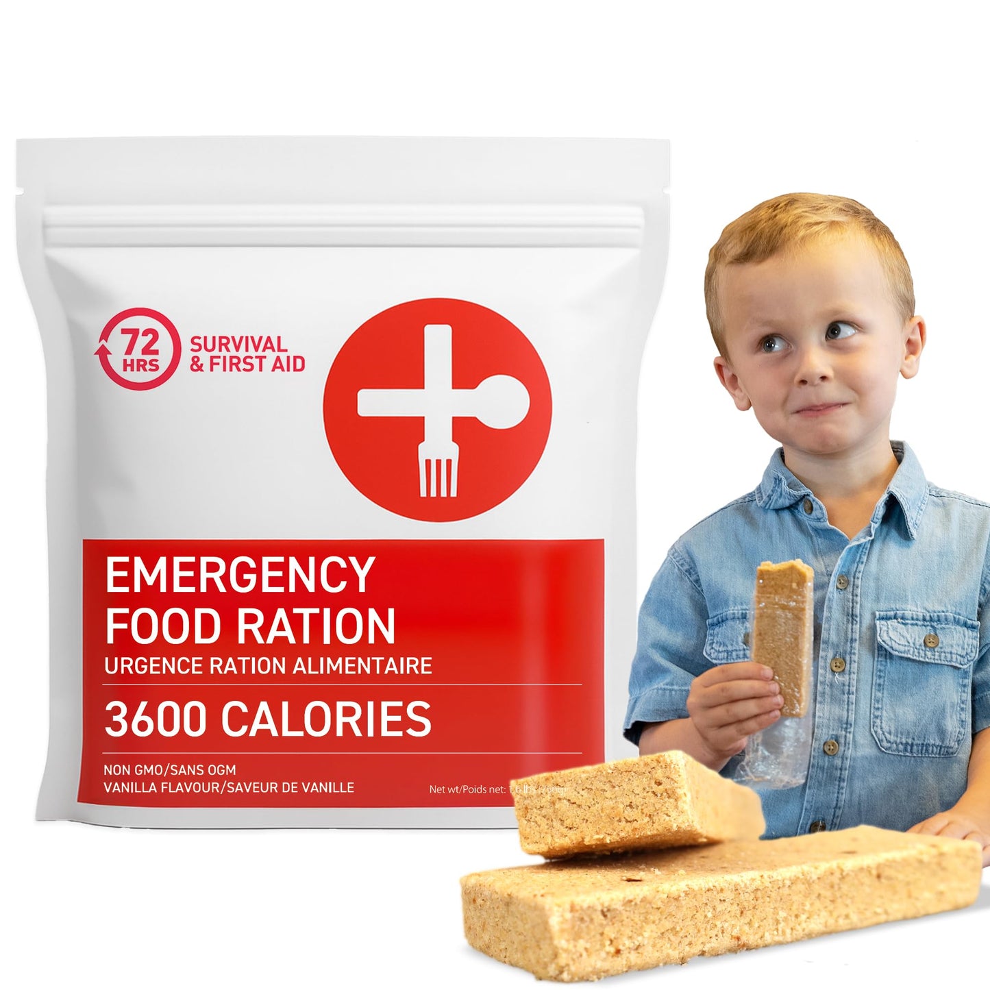 72HRS Food Ration Bar Emergency Rations (1 PACK), 3600 Calories for 72 Hours, 5 Year Shelf Life Emergency Kit for Bug Out Bag Backpack for Survival Kits Supplies and Emergency Food Supply