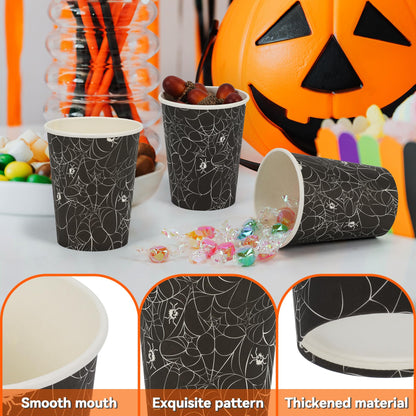 ATFUNSHOP Halloween Disposable Cups 30PCS Spiders Web Party Paper Cups 9OZ