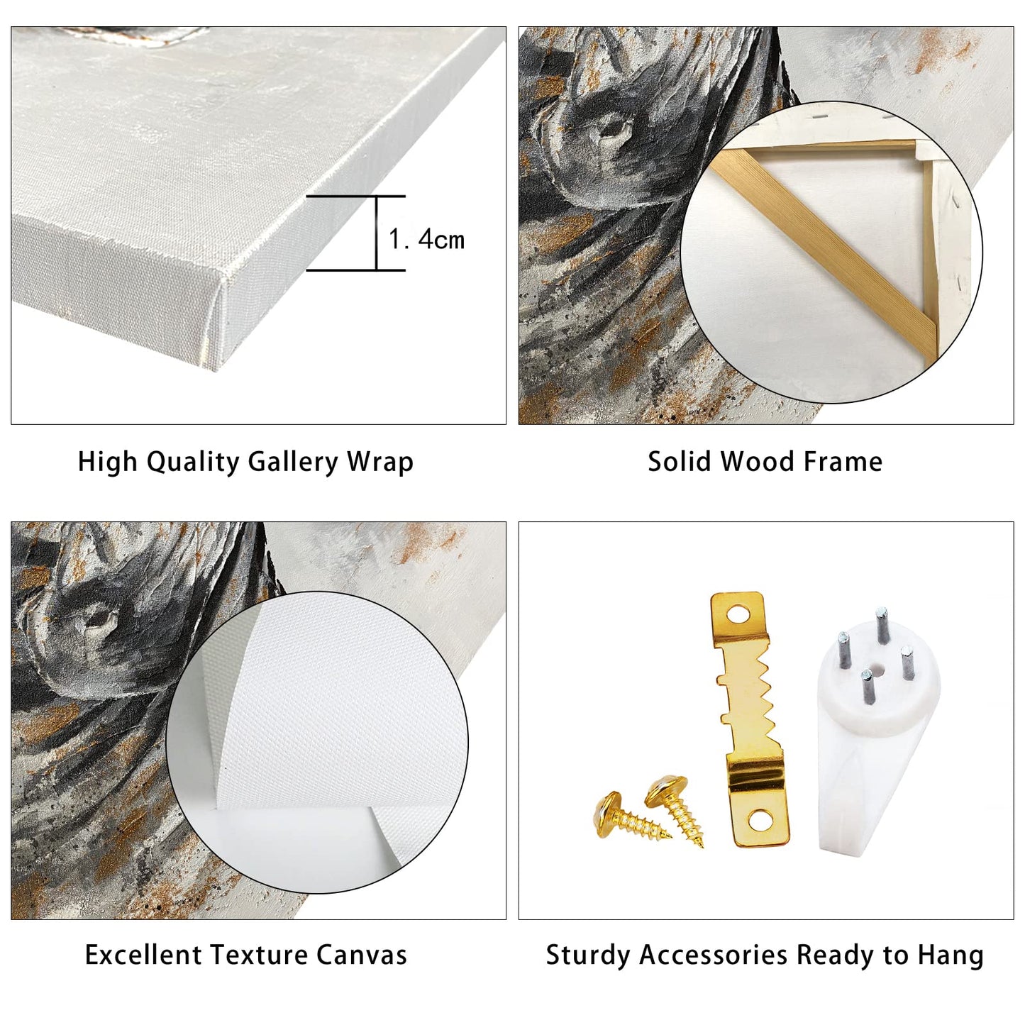 FajerminArt 3 Panels Framed Canvas Wall Art Marble Gray Gold White Pictures Printing Painting Poster Canvas Prints Wall Decor for Bedroom Living Room Bathroom Office Ready to Hang 40x60cmx3Pcs