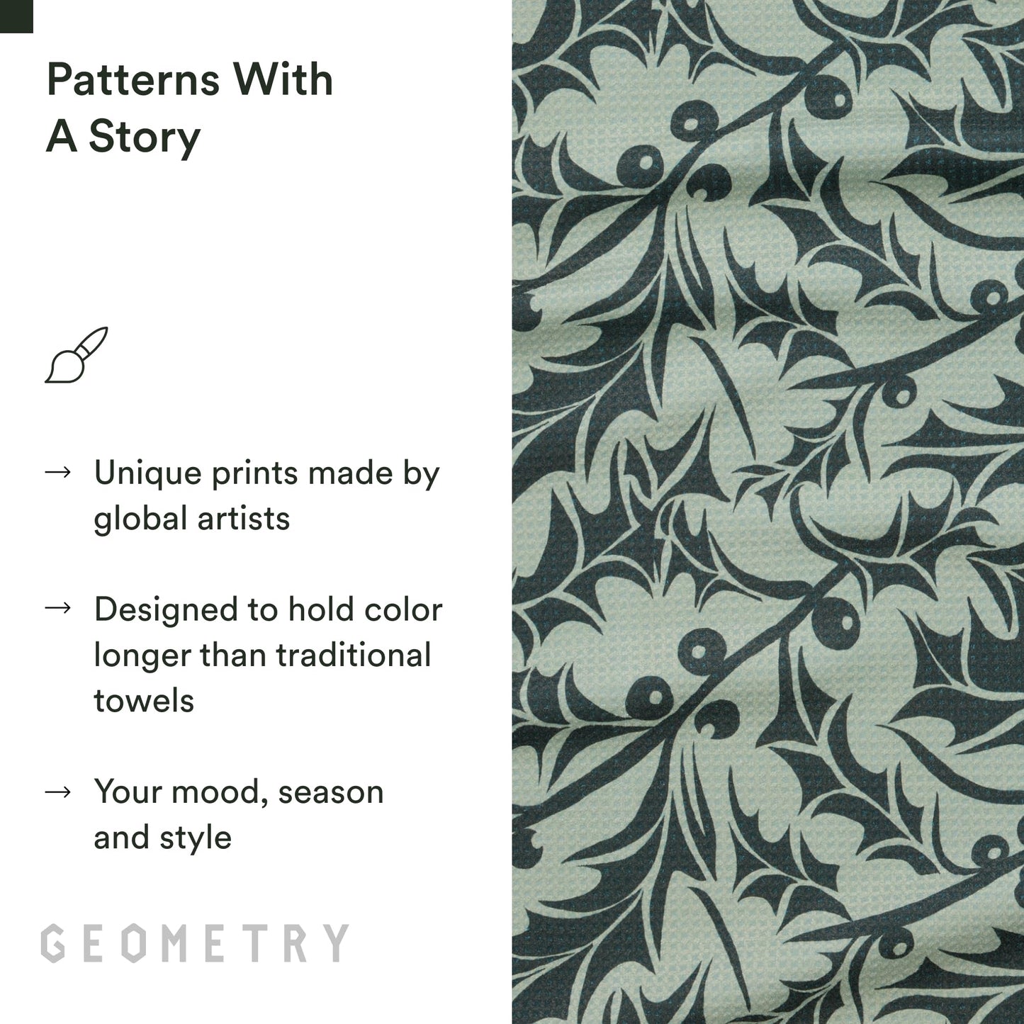 GEOMETRY Christmas Kitchen Towels - Quick Dry Microfiber Cloth Dish Towels for Kitchen Drying - Premium Quick Dry Towel - Winter Foliage