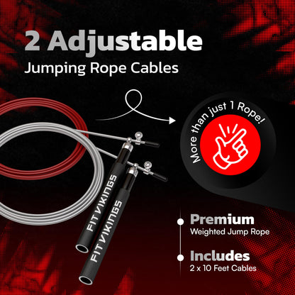 Jump Ropes for Fitness with 2 Jumping Rope Cables - Speed Jump Rope for Men and Women - Adjustable Skipping Rope - Speed Rope for CrossFit, Boxing, Exercise - Indoor and Outdoor Workout Essentials