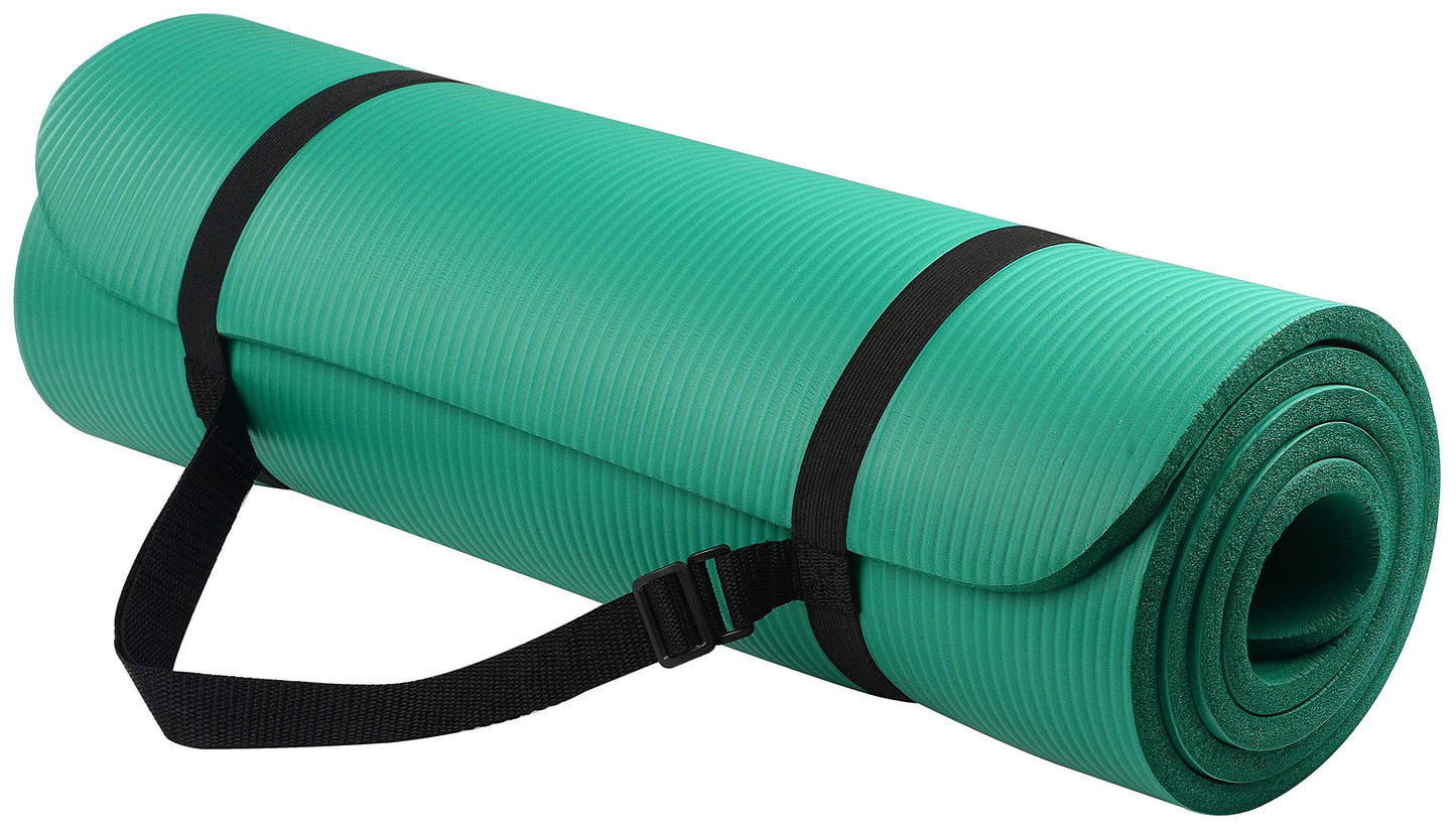Fitvids Yoga Mat, 1/2-Inch Extra Thick High Density Exercise Mat, Anti-Tear Exercise Yoga Mat with Carrying Strap, Suitable for Various Yoga Exercises