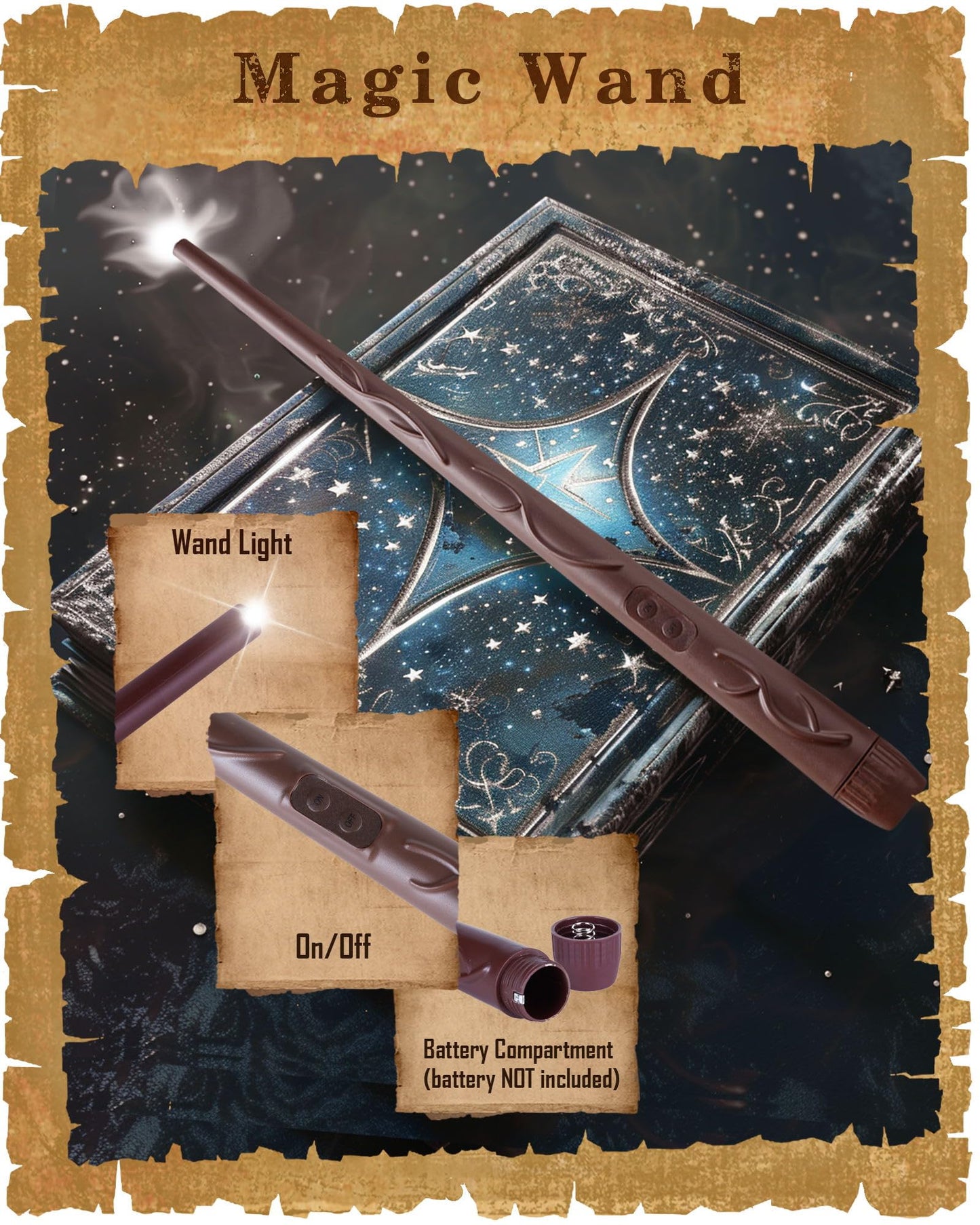 Amagic Batteries Included Floating Candles with Wand Remote, 12pcs Flickering Warm Light Flameless Taper Candles, Magic Hanging Candles with Base for Birthday Party, Halloween Decorations