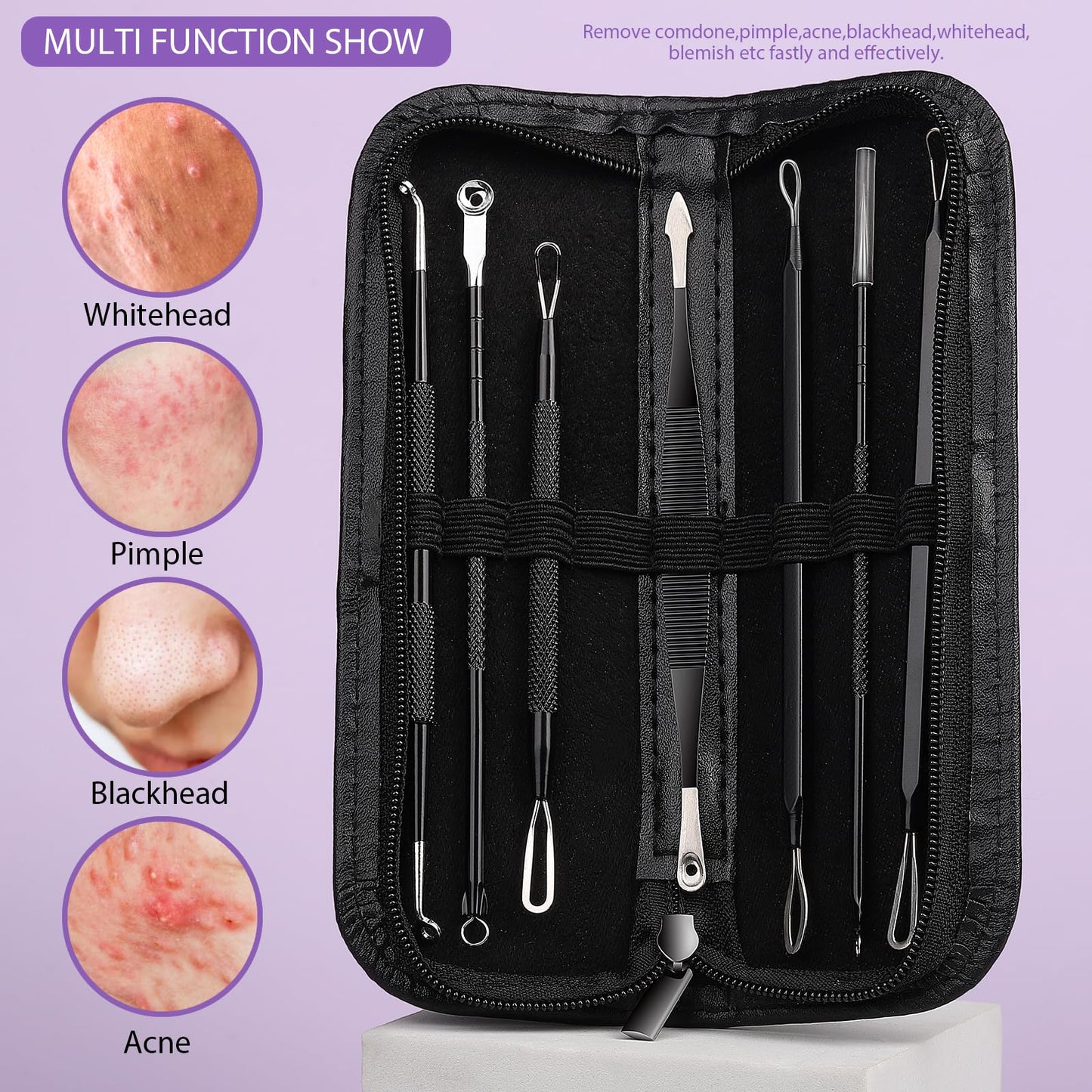 Teenitor 7 in 1 Blackhead Remover Tools, Surgical Grade Pimple Popper Tool Kit, Blackhead Extractor, Pimple Extractor, Black Head Remover for Face Nose