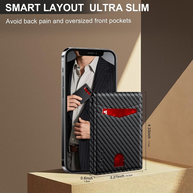 RFID Blocking Slim Leather Wallet for Men - Bifold Minimalist Design with 14 Card Slots & 2 ID Windows | Perfect Birthday Gift