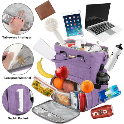 JCDOBEST Lunch Bag Backpack, Insulated Cooler Backpack Lunch Box Laptop Backpack with USB Port for Women Men