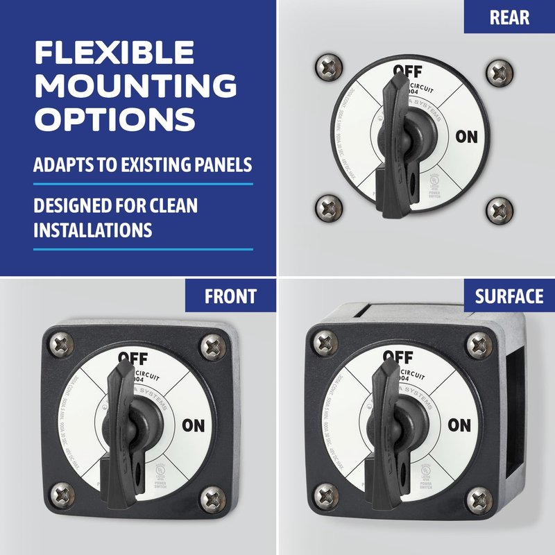 Blue Sea Systems On/Off Battery Isolator Switch With Locking Key, Black, 6004200 m‑Series