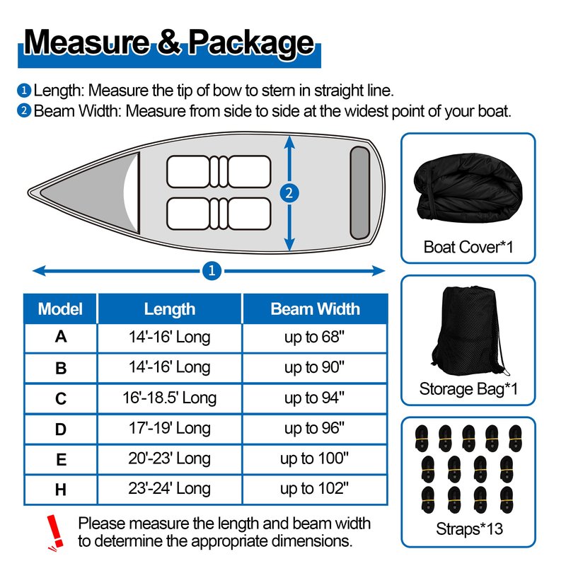 iCOVER Trailerable Boat Cover- 16'-18.5' Heavy Duty Waterproof Tarp Covers with Storage Bag, Fits V-Hull, Fish&Ski, Pro-Style, Fishing, Runabout, Bass Boats, up to 16ft-18.5ft Long X 94" Wide