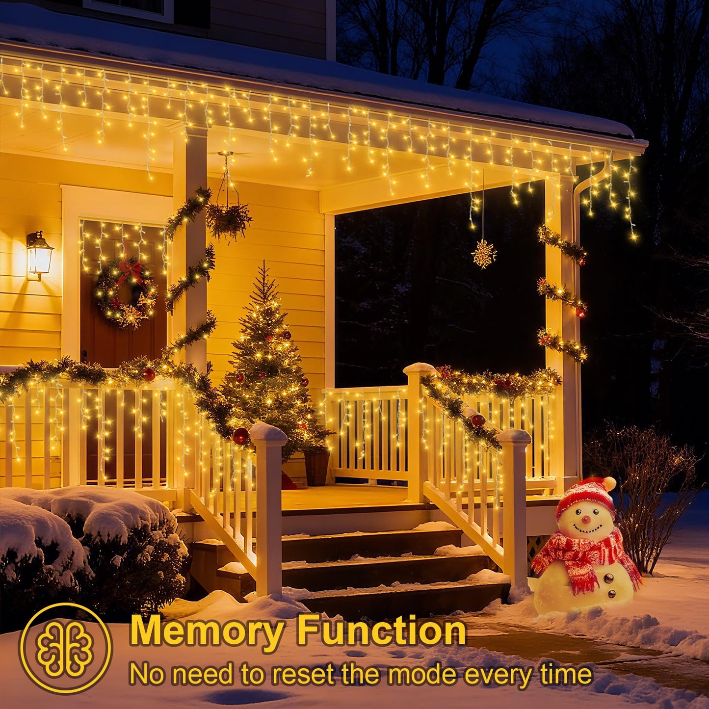 YEGUO 33ft 400 LED Icicle Lights Outdoor, 80 Drops Icicle Christmas Light Connectable, 8 Modes Warm White Xmas Icicle Lights with Timer Indoor