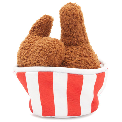 Barkbox 2 in 1 Interactive Plush Dog Toy - Rip and Reveal Dog Toy for Medium, & Large Dogs - Stimulating Squeaky Pet Enrichment and Puppy Toys | Bucket o’Fried Licken