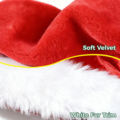 Iioscre Santa Hat Adult Christmas Hats - Santa Claus Hat for Women Men - Xmas Holiday Party