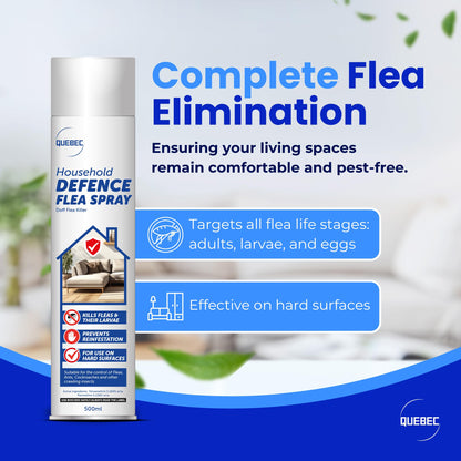 Quebec Household Flea Spray for the Home – Powerful Flea & Pest Control for Home, Effective Against Fleas, Ticks, Bed Bugs, Ants & Insects Long-Lasting Safe for Indoor Use Easy Application – 500ML (1)