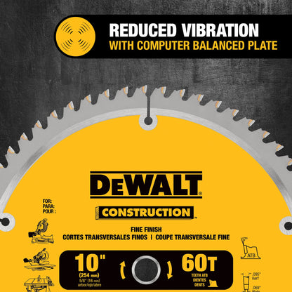 DEWALT 10-Inch Miter Saw Blades/Table Saw Blades, 2-Blade Combo, 60-Tooth & 32-Tooth Pack (DW3106P5)