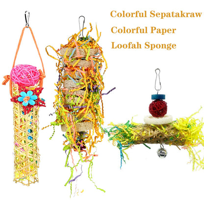 Heyu-Lotus 5 Pack Bird Shredding Toys Bird Parrots Chewing Hanging Toys Parrot Cage Shredder Toys Bird Cage Accessories for Small Parakeets, Cockatiels, Budgies, Conures, Love Birds, Finches