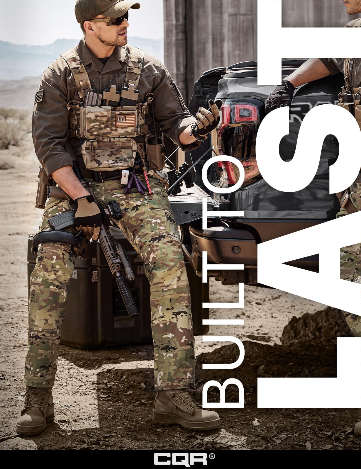 CQR Men's Tactical Pants, Water Resistant Ripstop Cargo Pants, Lightweight EDC Work Hiking Pants, Outdoor Apparel, Duratex Mag Pocket Utility Camo, 30W x 30L
