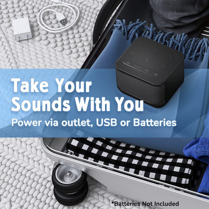 Big Red Rooster Sound Machine - 6 Sleep Sounds - Portable White Noise Machine for Office Privacy & Adult Sleeping - Compact Travel or Home - Dual Power Options - Black