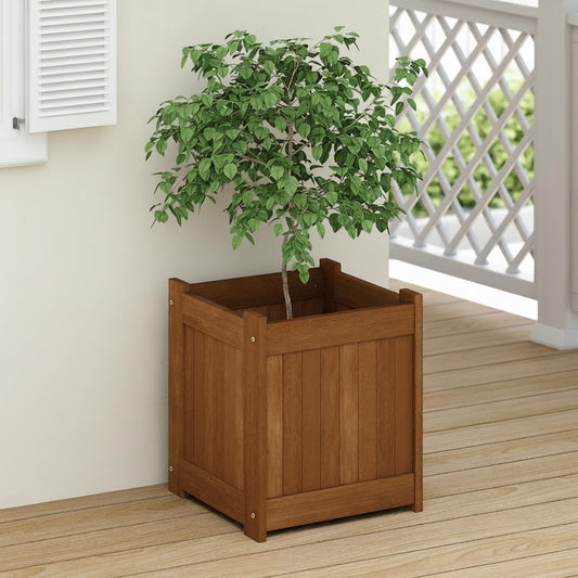 Furinno TIOMAN Planter Box, Hardwood Flower Box, Cube Garden Box, in Teak Oil, Outdoor Indoor, Garden, Patio, Balcony, Light Wood