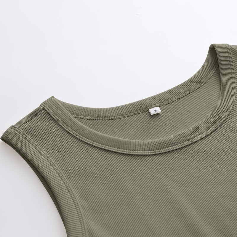 ANRABESS Womens Sleeveless High Neck Tank Tops Fashion Summer Casual Basic Slim Fit Ribbed Racerback Top Shirt Clothes Olive-X-Small