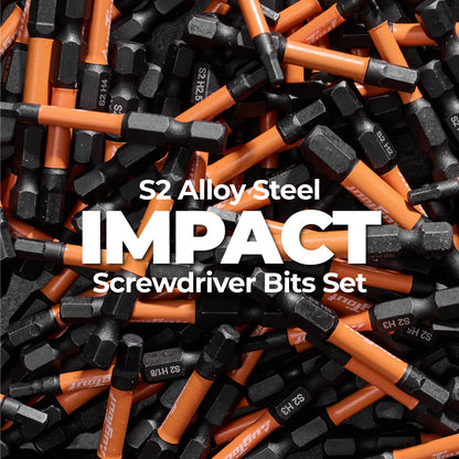 toolant Impact Hex Head Allen Wrench Drill Bit Set 20pcs (Metric&SAE), 1/4" Hex Shank S2 Steel Bits Set, CNC Machined Tips with Magnetism, 2" Long with Storage Box
