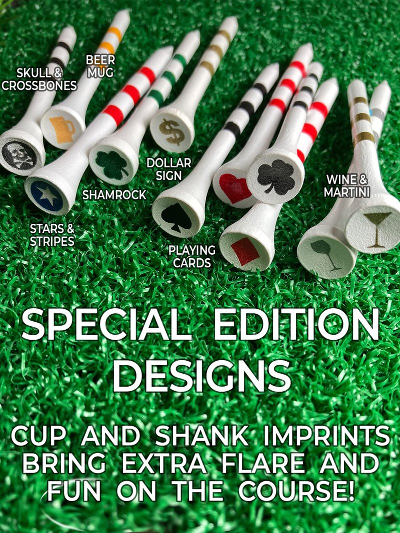PrideSports 3-1/4" Pride Performance Wood Golf Tees - Special Edition Stars and Stripes - 45 Count - Designed for Less Friction and Longer Drives - Made in The USA