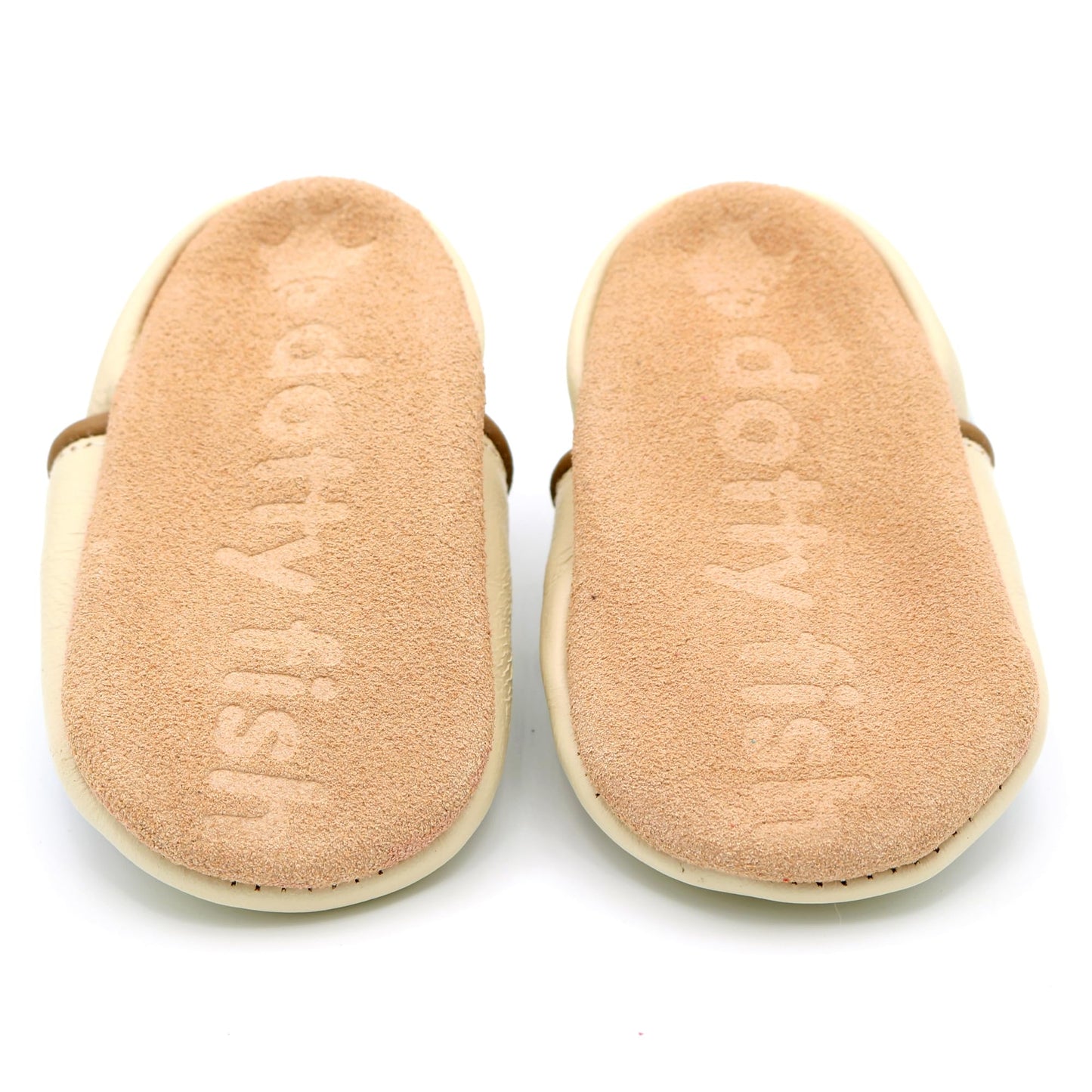 Dotty Fish Unisex Baby & Kids Soft Leather Barefoot Shoes – Boys & Girls, Animal Designs, Non-Slip Soft Soles, Lightweight, Flexible, Elasticated Ankles, Podiatry Approved – Cream Lion 12-18 Months
