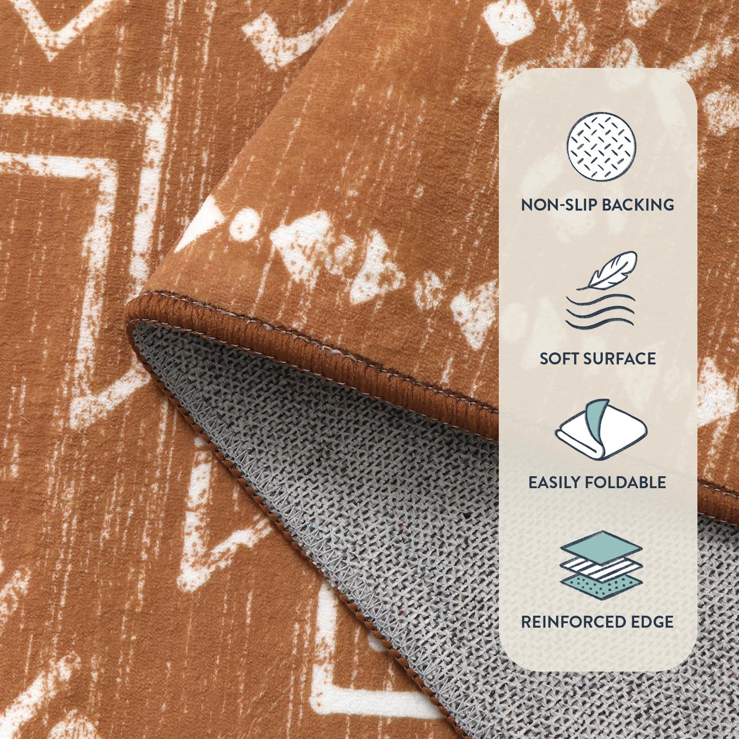 Lahome Vivienne 8x10 Boho Rugs for Living Room, Washable Western Burnt Orange Large Area Rug for Bedroom Dining Room, Soft Stain Resistant Aztec Carpet Fall Rug for Guestroom Office