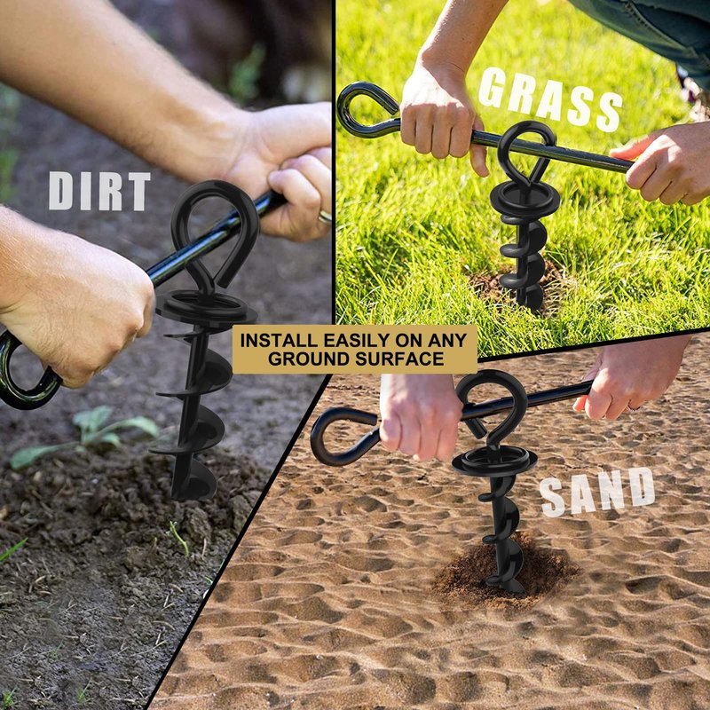 Eurmax USA 2-Pack Heavy Duty Dog Tie Out Stake, No-Tangle In Ground Anchor Runner for Large Dogs up to 210 Lbs - Perfect for Yard, Beach and Camping (Medium,Black)