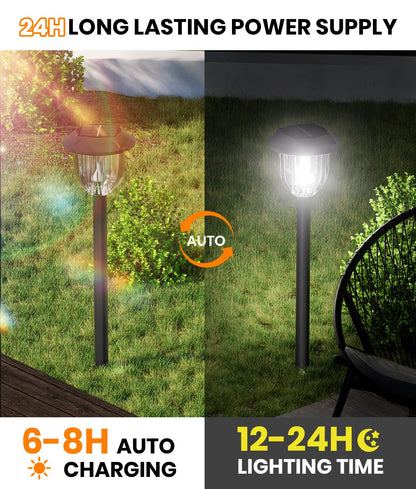 12000K 10 Pack Solar Lights Outdoor IP65 Waterproof,HIGH-POWER LED Solar lights for Outside,Landscape Lighting,Garden Decorative for Yard,Patio,Landscape,Walkway,Sidewalk,Driveway,Lawn (Cold White)