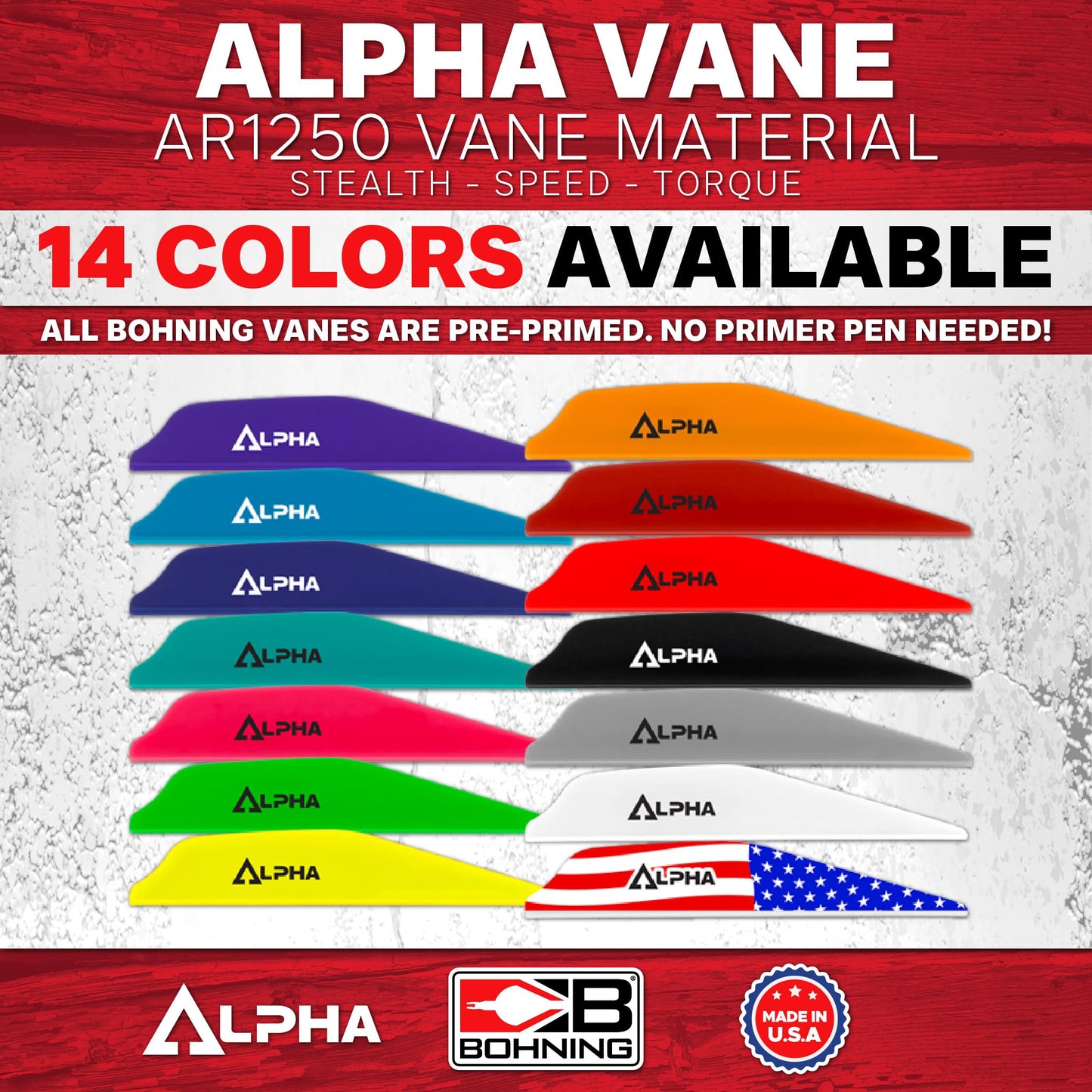 Alpha AR 1250 Vane, 2.8", Neon Green, 100pk